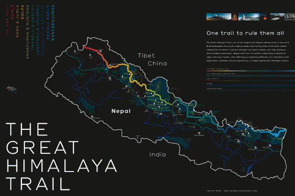 Great Himalaya Trail Stylised Map Poster
